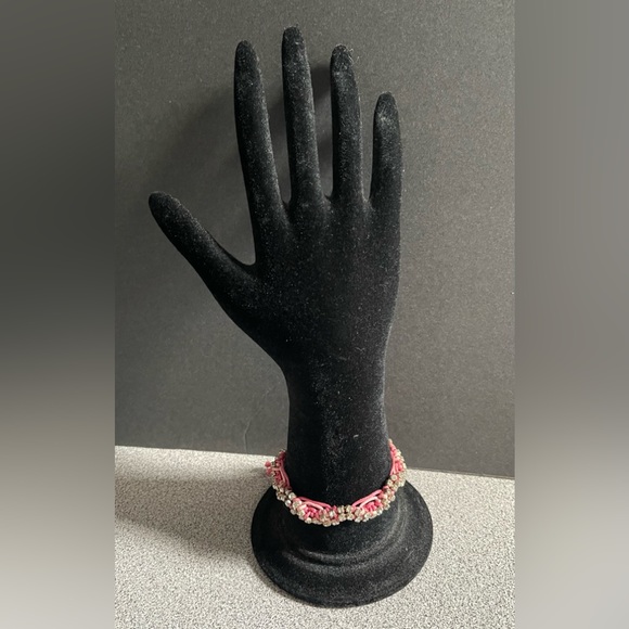 Rose Gonzales Pink Braided String Bling Bracelet - Picture 2 of 10